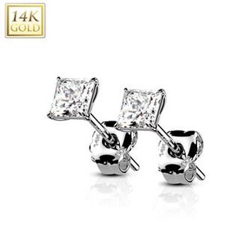 ZL-1001-04W Zlaté 14ti karátové náušnice s čirými zirkony