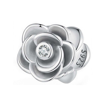 NB-8268 Stříbrný přívěšek korálek na náramek kytička - květiny