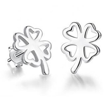 NB-3460 Stříbrné náušnice čtyřlístky