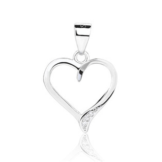 NB-4062 Stříbrný přívěšek - srdíčko se zirkony - srdce
