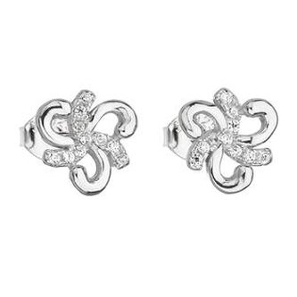 EG2581 Stříbrné náušnice s kytičky se zirkony - květiny
