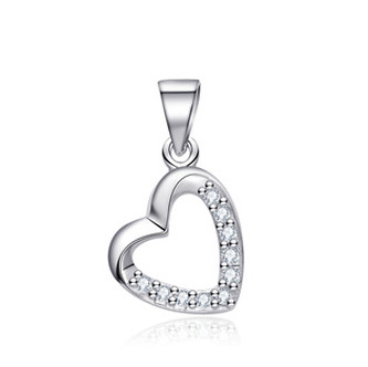 NB-4390 Stříbrný přívěšek srdíčko se zirkony - srdce