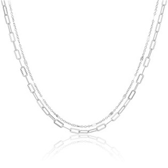 NB-2408 Dvojitý stříbrný náhrdelník s kuličkami