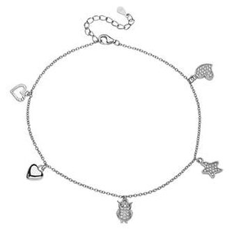 NB-6005 Stříbrný náramek na nohu - motýli