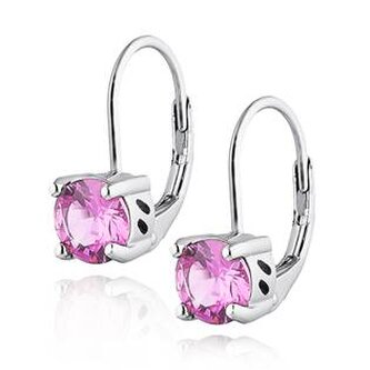 NB-3524-LP Stříbrné dámské náušnice světle růžové zirkony