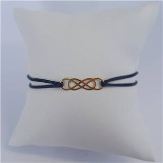 KA1546K-GD Černý textilní náramek keltský uzel, Ag 925 - tribal