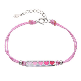 DN-0087 Dětský textilní náramek se destičkou - srdce