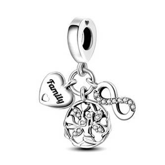 B0079 Visací stříbrný přívěšek korálek nekonečno, strom života - nekonečno - ležatá osmička