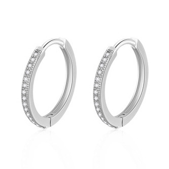 NB-3306 Stříbrné náušnice kroužky se zirkony