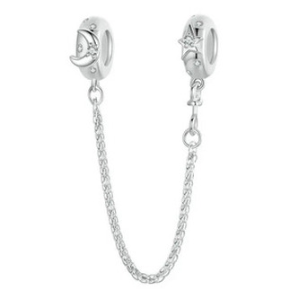 S0021 Stříbrný bezpečnostní řetízek na náramek - hvězdy