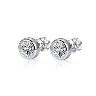 NB-3652-C Stříbrné náušnice, čiré zirkony 4 mm