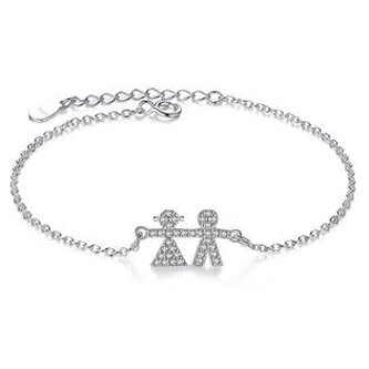 NB-1038 Dámský stříbrný náramek panáček a panenka