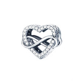 NB-8070 Stříbrný přívěšek korálek srdíčko s nekonečnem - srdce