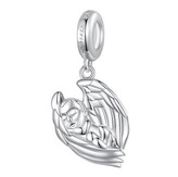 B0826 Stříbrný přívěšek korálek na náramek andílek - andílci