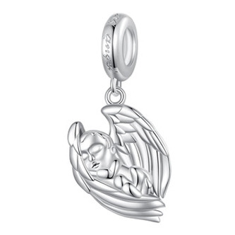 B0826 Stříbrný přívěšek korálek na náramek andílek - andílci
