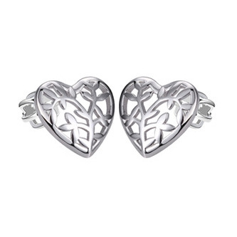 NB-3317 Stříbrné šroubovací náušnice srdíčka - srdce
