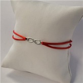 KA1821R-ST Červený textilní náramek nekonečno, Ag 925 - nekonečno - ležatá osmička