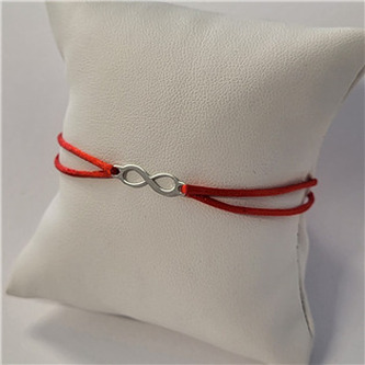 KA1821R-ST Červený textilní náramek nekonečno, Ag 925 - nekonečno - ležatá osmička