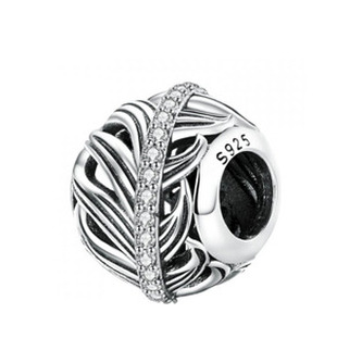 NB-8225 Stříbrný přívěšek korálek peříčko - pírka