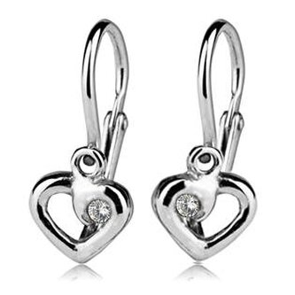 CS1070 Dětské náušnice stříbrné - srdíčka, čirý zirkon - srdce