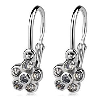 CS1080-C Dětské náušnice stříbrné - kytička - květiny