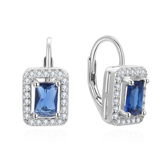 NB-3205 Dámské stříbrné náušnice s modrými kameny