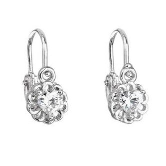 EG2312-C Stříbrné dětské náušnice, srdíčka čirá - srdce