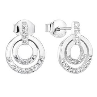 EG2848 Stříbrné náušnice kolečka se zirkony