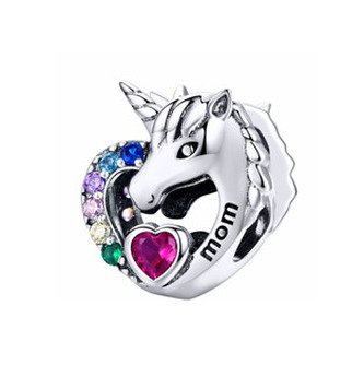 B0887 Stříbrný přívěšek korálek na náramek jednorožec - zvířátka