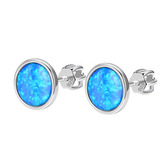 NB947-OP05 Stříbrné šrounáušnice s opálem - srdce