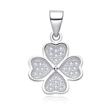 NB-4591 Stříbrný přívěsek čtyřlístek se zirkony - čtyřlístky