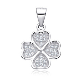NB-4591 Stříbrný přívěsek čtyřlístek se zirkony - čtyřlístky