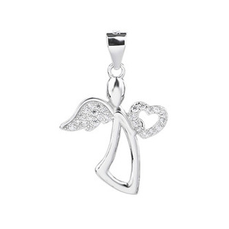 NB-4420 Stříbrný přívěšek andílek se zirkony - andílci