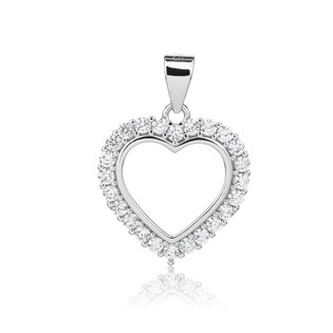 NB-4523 Stříbrný přívěsek srdíčko se zirkony - srdce