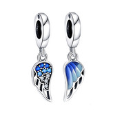 B0087 Stříbrné přívěšky koráleky na náramek 2 křídla