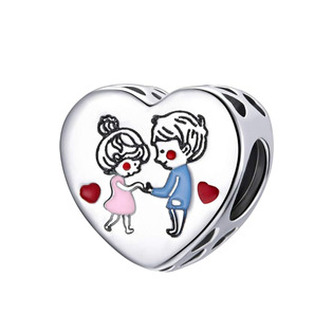 B0116 Stříbrný přívěšek korálek na náramek - rodina