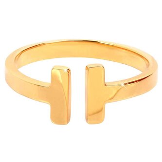 Otevřený pozlacený prsten z oceli Troli / Obvod: 54 mm - 54 mm
