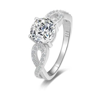 Stříbrný prsten s třpytivými krystaly AGG204 Beneto / Obvod: 50 mm - 50 mm