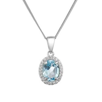 Blyštivý stříbrný náhrdelník s pravým topazem a zirkony 12086.3 Evolution Group