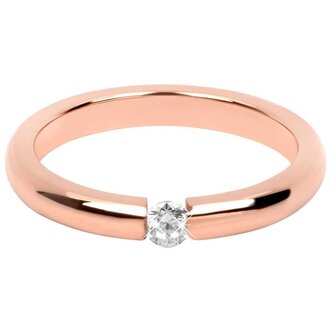 Něžný růžově pozlacený ocelový prsten s krystalem Troli / Obvod: 49 mm - 49 mm