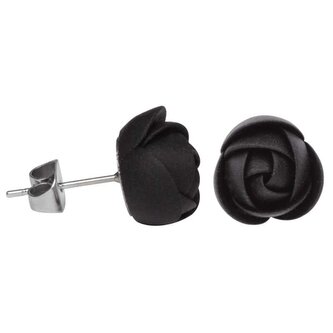 Černé náušnice puzetky menší kytičky Troli