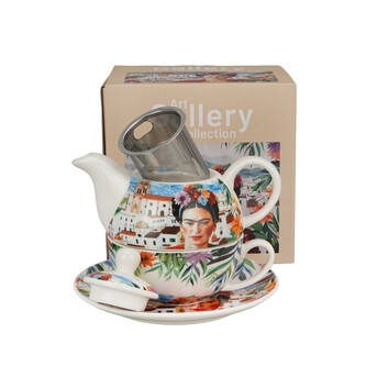 Filiżanka z dzbankiem i zaparzaczem MEXICAN ART RED