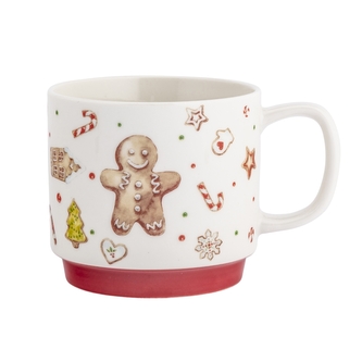 KUBEK PROSTY NA CZERWONEJ STOPCE NBC 430 ML DEK. ŚWIĄTECZNE SŁODKOŚCI