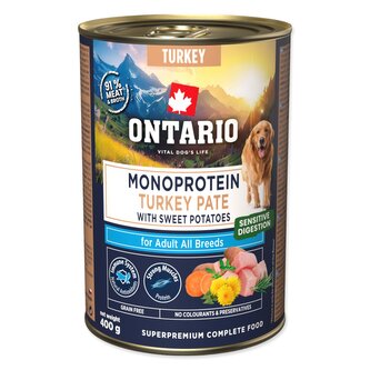 Konzerva Ontario Adult monoprotein krůtí pate s batáty 400g