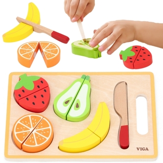 VIGA 44789 Drewniana Układanka edukacyjna Montessori Owoce
