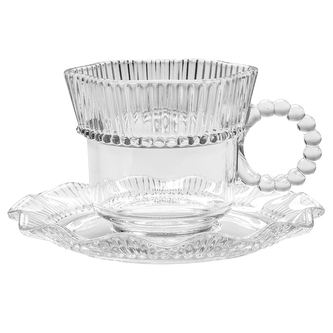 VIVIENNE FILIŻANKA SZKLANA 200 ML ZE SPODKIEM W OPASCE