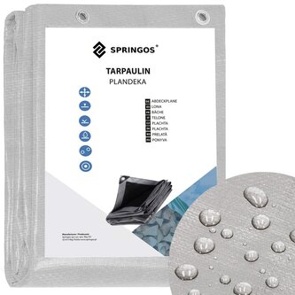 Krycí plachta s oky 3x4 m extra pevná 260g SPRINGOS GA2188 šedá