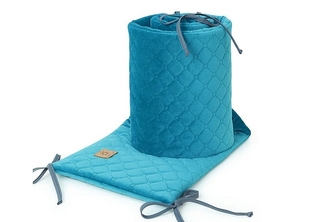 Mantinel do postýlky Velvet 180x28cm - zelený; zelená; duté vlákno, velvet