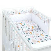 Mantinel s povlečením do postýlky, 3D sada, Animal minky, 135x100 cm; bílá; 100 % bavlna