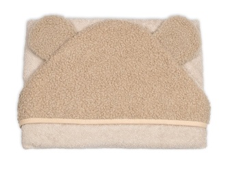 Kojenecká osuška s kapucí a oušky Boucle 80x80cm, froté -  béžová, hnědá; béžová, hnědá; 100 % bavlna, 100% froté, bouclé